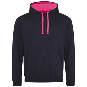 Awdis Womens/Ladies Varsity Hoodie / Jet Black/Hot Pink